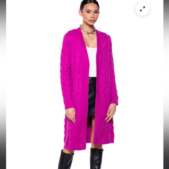 Akira Hot Pink Fur Coat/ Sweater cardigan - Picture 4 of 15